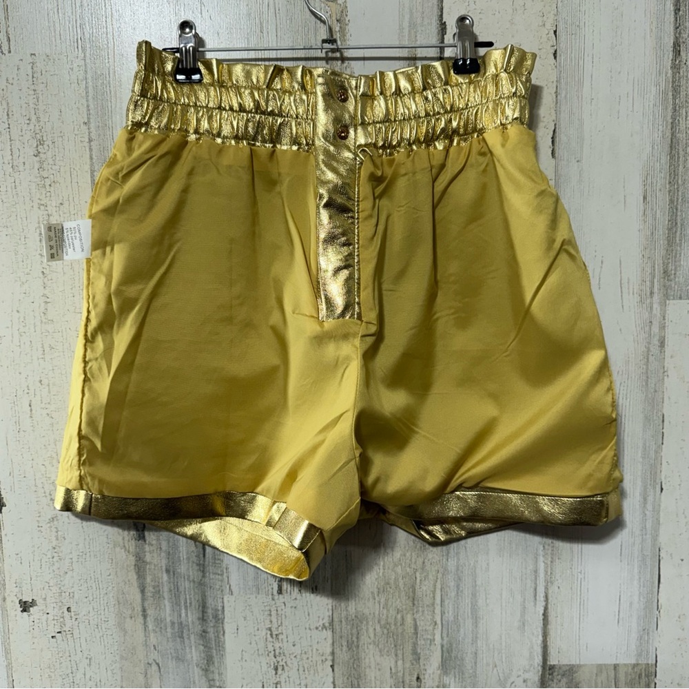 Gold Rhinestones Bedazzled High Waist Women's Shorts - Picture 7 of 10